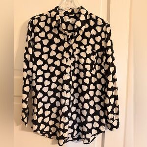 Equipment Black and White Heart Pattern Shirt